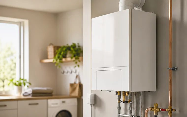 Moderne Gas-Brennwerttherme im Hauswirtschaftsraum